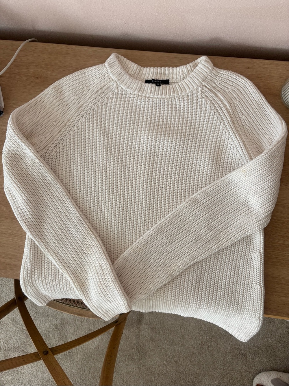 Quince Cream Ribbed Crewneck Sweater - Women